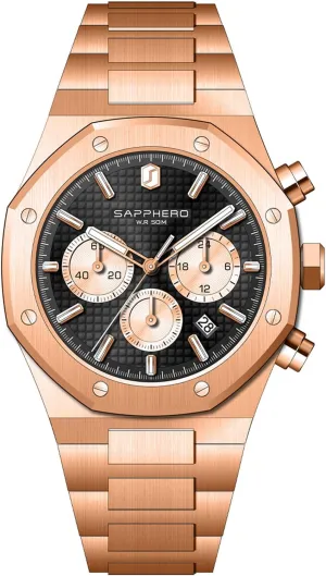 Business Date Sport time Fashion Stainless Steel Strap Watches for Men SAPPHERO rampant linguist Mens Watches Luxury 50M Waterproof Men's Wrist Watch 