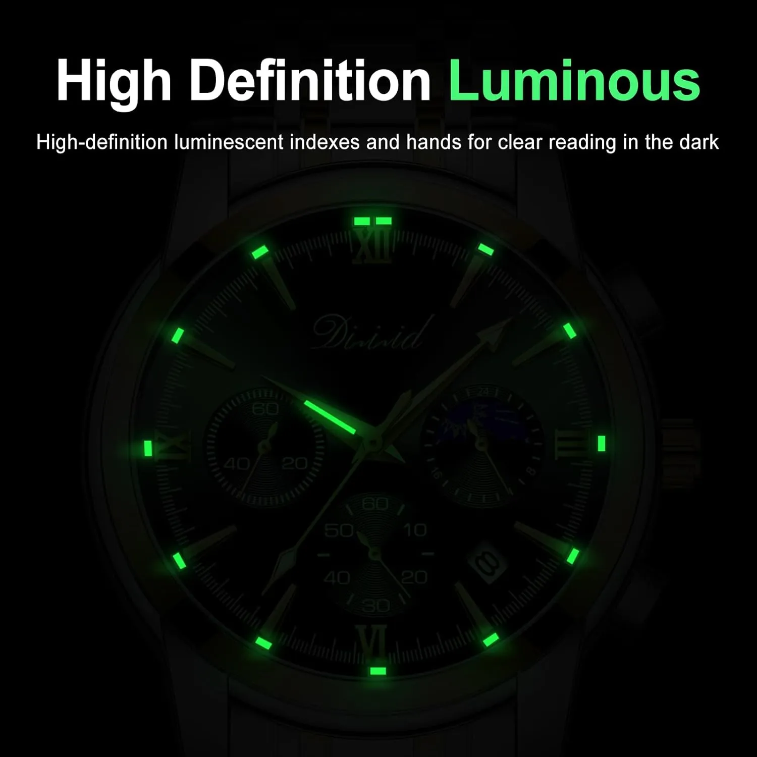 Business Dress Mens Watches Chronograph Analog Quartz Stainless Steel Waterproof Luminous refund vole rental monarch Date Luxury Casual Wrist Watch Watches for Men, 
