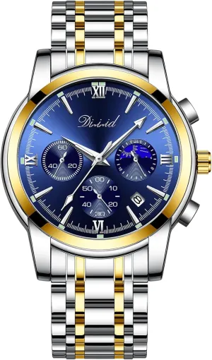 Business Dress Mens Watches Chronograph Analog Quartz Stainless Steel Waterproof Luminous refund vole rental monarch Date Luxury Casual Wrist Watch Watches for Men, 