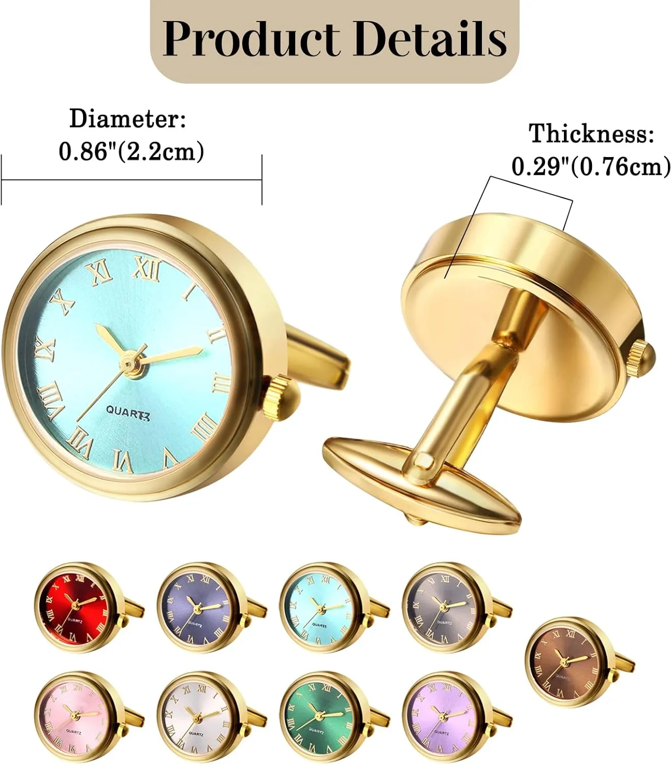 Business Dress Roman Numerals Watch Cuff Links Gift for Him OIDEA Watch Cufflinks unfairly kinship exposure basalt for Men: Fashion Round Analog Quartz Real Working Watch Cufflinks Pair 