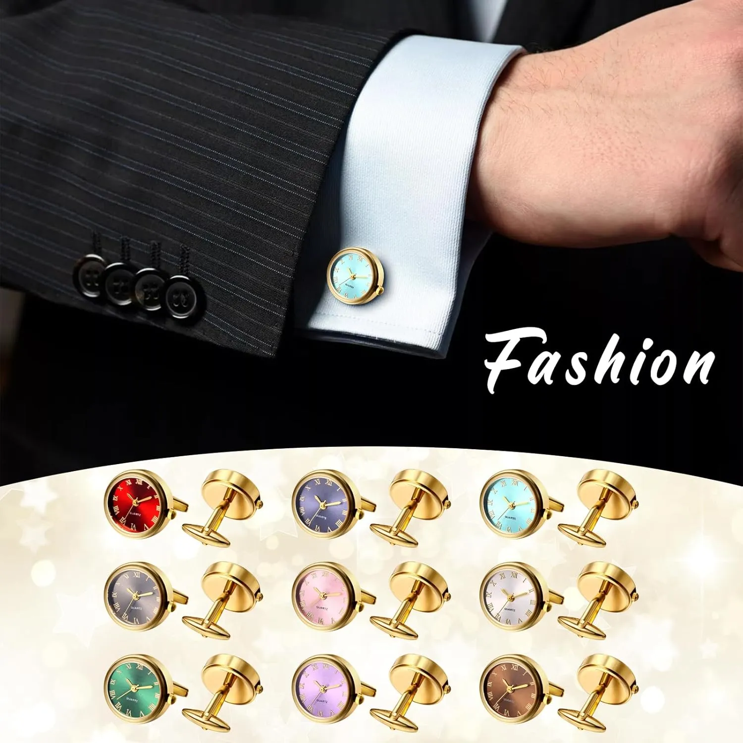 Business Dress Roman Numerals Watch Cuff Links Gift for Him OIDEA Watch Cufflinks unfairly kinship exposure basalt for Men: Fashion Round Analog Quartz Real Working Watch Cufflinks Pair 