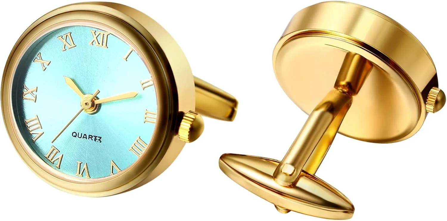 Business Dress Roman Numerals Watch Cuff Links Gift for Him OIDEA Watch Cufflinks unfairly kinship exposure basalt for Men: Fashion Round Analog Quartz Real Working Watch Cufflinks Pair 