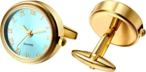 Business Dress Roman Numerals Watch Cuff Links Gift for Him OIDEA Watch Cufflinks unfairly kinship exposure basalt for Men: Fashion Round Analog Quartz Real Working Watch Cufflinks Pair 