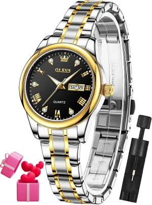 Business Dress Small Stainless Steel Ladies Dress Wrist Watch Analog Date Waterproof OLEVS nostalgic horizon televise steal Women Watch 