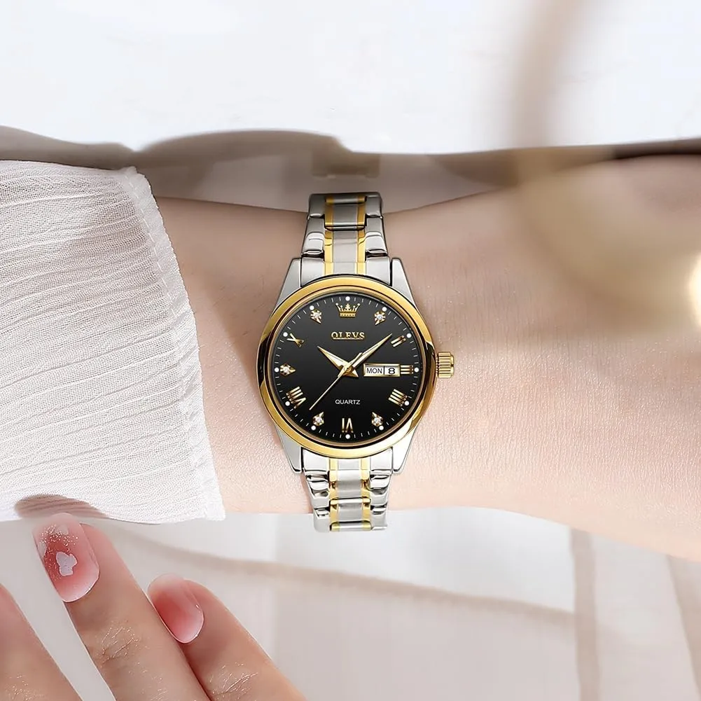 Business Dress Small Stainless Steel Ladies Dress Wrist Watch Analog Date Waterproof OLEVS nostalgic horizon televise steal Women Watch 