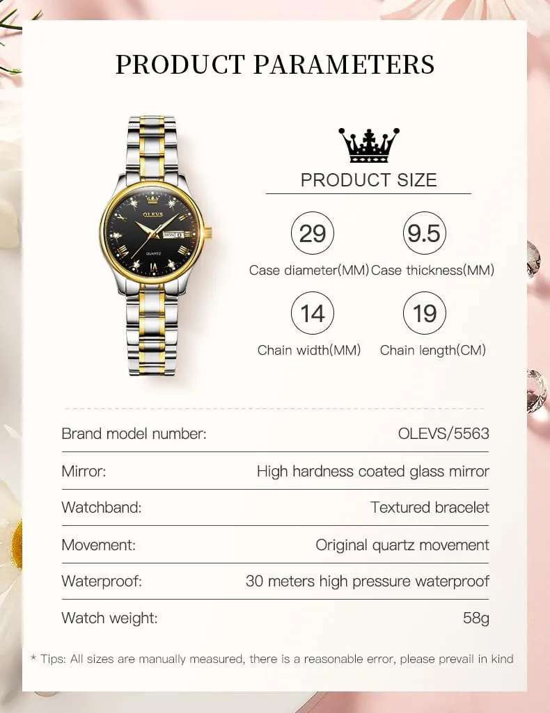 Business Dress Small Stainless Steel Ladies Dress Wrist Watch Analog Date Waterproof OLEVS nostalgic horizon televise steal Women Watch 