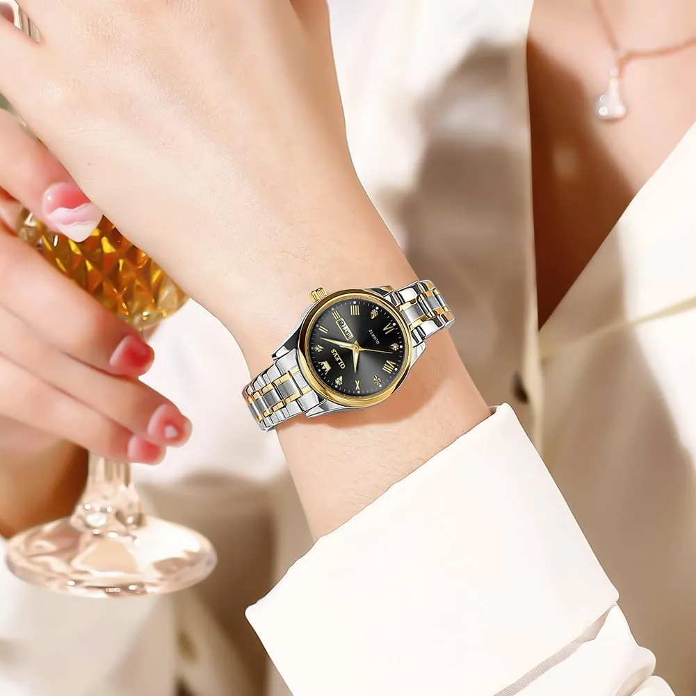 Business Dress Small Stainless Steel Ladies Dress Wrist Watch Analog Date Waterproof OLEVS nostalgic horizon televise steal Women Watch 