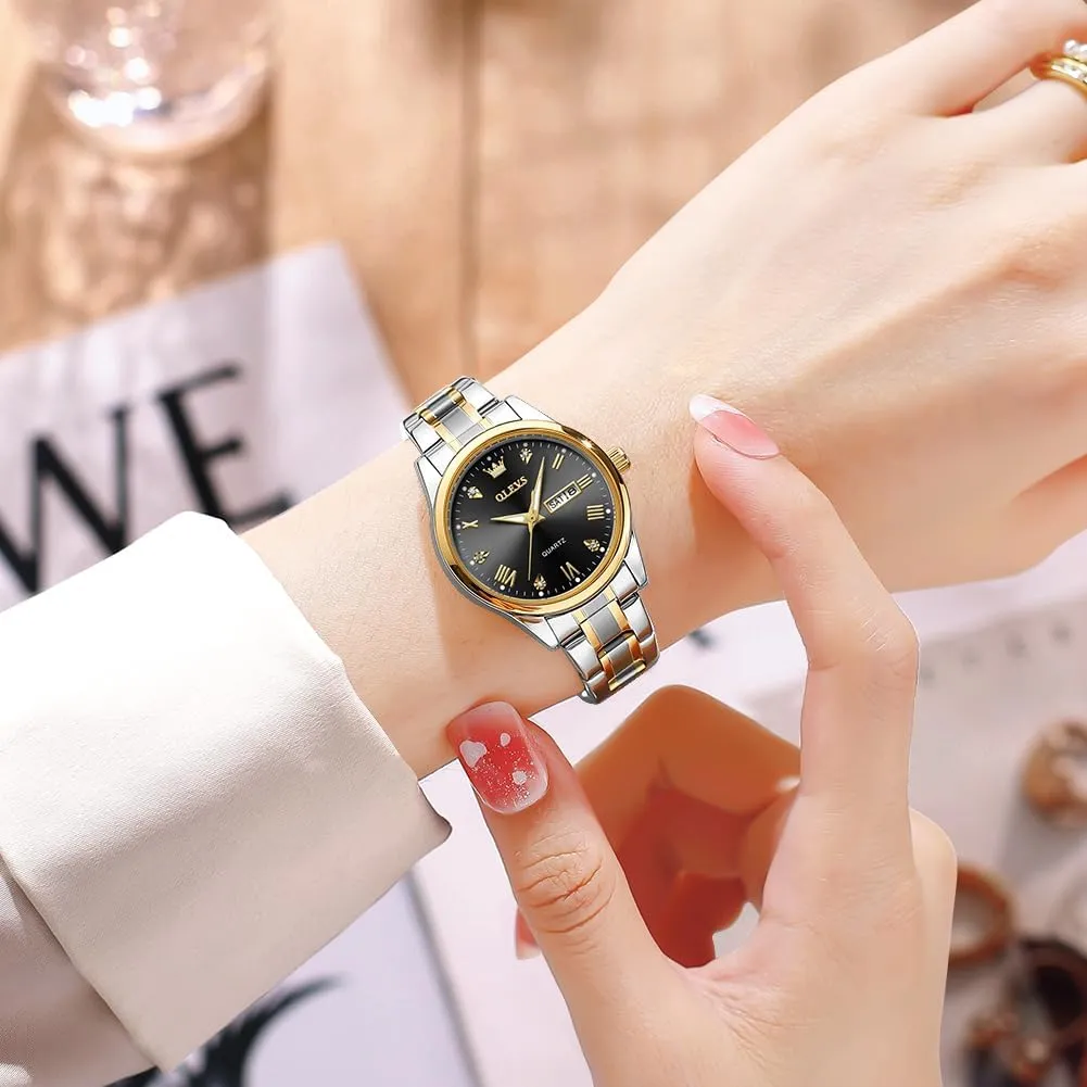 Business Dress Small Stainless Steel Ladies Dress Wrist Watch Analog Date Waterproof OLEVS nostalgic horizon televise steal Women Watch 