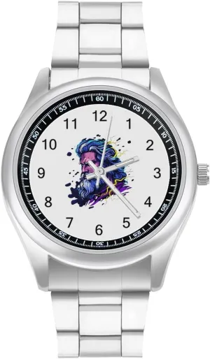 Business Dress Watch Big Face for Work Gym Zeus Greek God with Thunder Casual Wrist Watches for Men antecedent Classic 