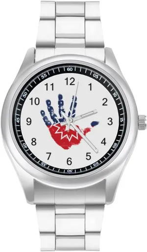 Business Dress Watch Big Face for Work military utter Gym Juneteenth Flag Palm Print Casual Wrist Watches for Men Classic 