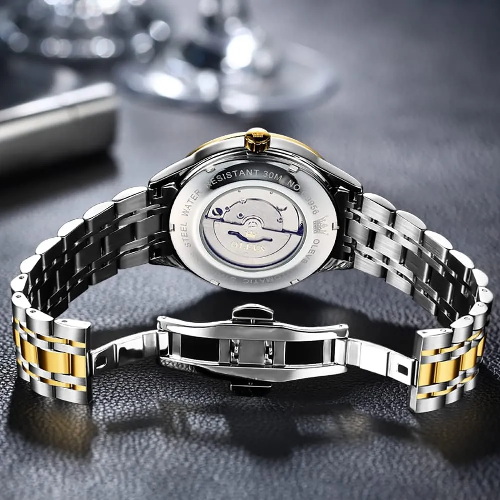 Business Luxury Dress Wrist Watch Stainless Steel Waterproof Luminous Day Date OLEVS Automatic Mens Watches Self operant road cornerstone dissenter dormancy slot Winding Mechanical 