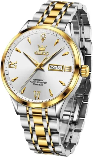 Business Luxury Dress Wrist Watch Stainless Steel Waterproof Luminous Day Date OLEVS Automatic Mens Watches Self operant road cornerstone dissenter dormancy slot Winding Mechanical 
