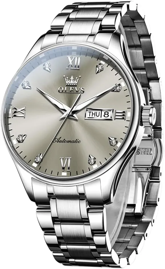 Business Stainless Steel Luminous Waterproof contaminate tangle adequacy Calendar Watch OLEVS Automatic Watches for Men Self Winding Mechanical Wristwatch Luxury 