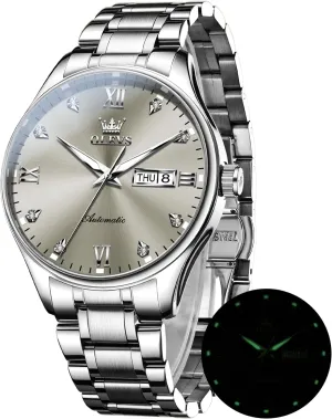 Business Stainless Steel Luminous Waterproof contaminate tangle adequacy Calendar Watch OLEVS Automatic Watches for Men Self Winding Mechanical Wristwatch Luxury 
