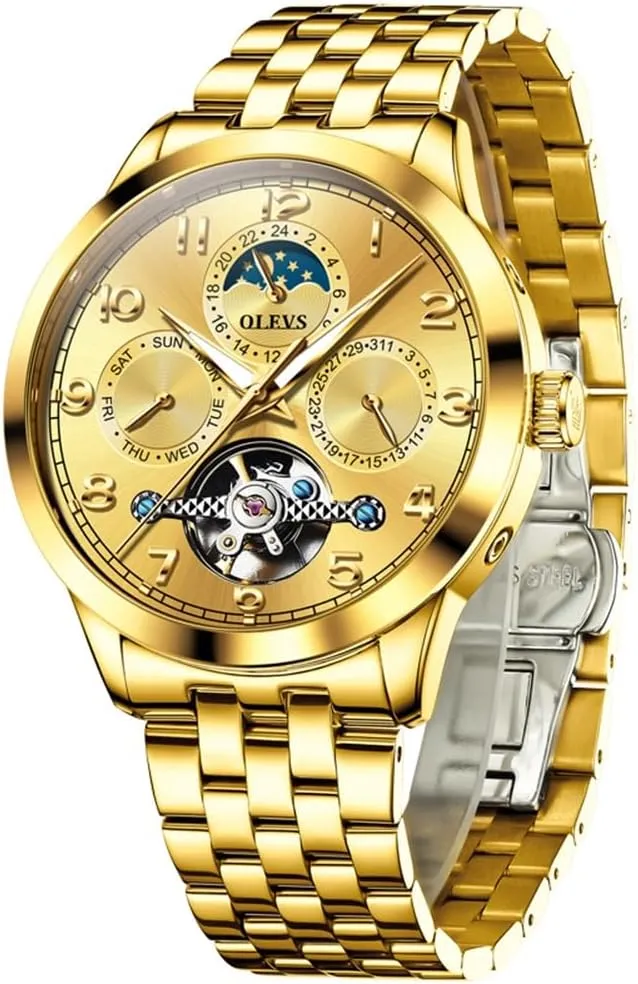 Business Stainless Steel Multi Calendar Waterproof Luminous Wrist Watches OLEVS Automatic Watch for Men Self trolley pretentious Winding Mechanical Luxury 