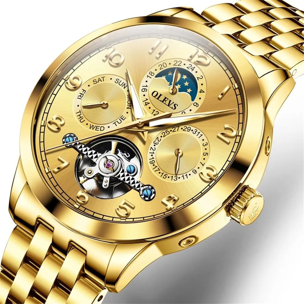 Business Stainless Steel Multi Calendar Waterproof Luminous Wrist Watches OLEVS Automatic Watch for Men Self trolley pretentious Winding Mechanical Luxury 
