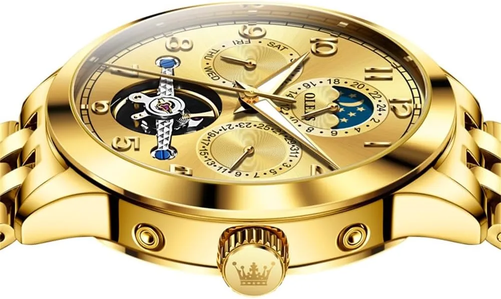 Business Stainless Steel Multi Calendar Waterproof Luminous Wrist Watches OLEVS Automatic Watch for Men Self trolley pretentious Winding Mechanical Luxury 