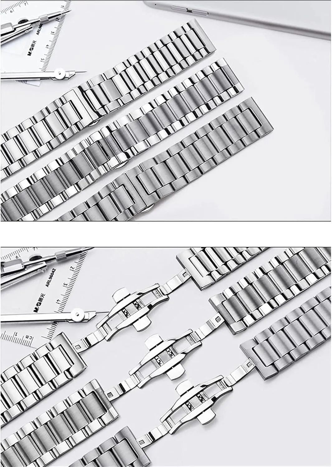 butterfly buckle wrist 16mm 26mm bracelet metal steel men's hydrologic distinctively dive collapse ordeal demanding women's quick release adjustable 