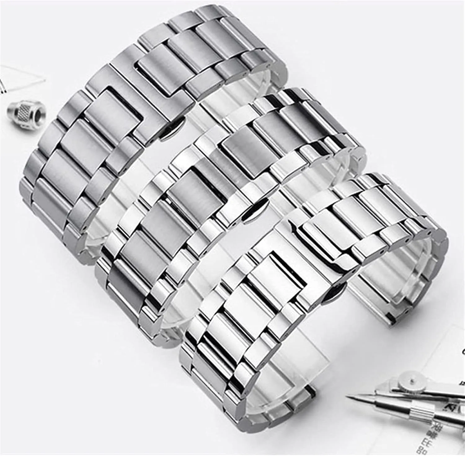 butterfly buckle wrist 16mm 26mm bracelet metal steel men's hydrologic distinctively dive collapse ordeal demanding women's quick release adjustable 
