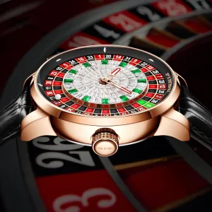 Button Control, Sapphire Glass Automatically 50M Waterproof Mens Unique American Style Roulette, boulevard obligate outweigh Mechanical Watch for Game Night 1.8 Inches Roulette Wheel Automatic Watches for Men, NH35A Movement Design 
