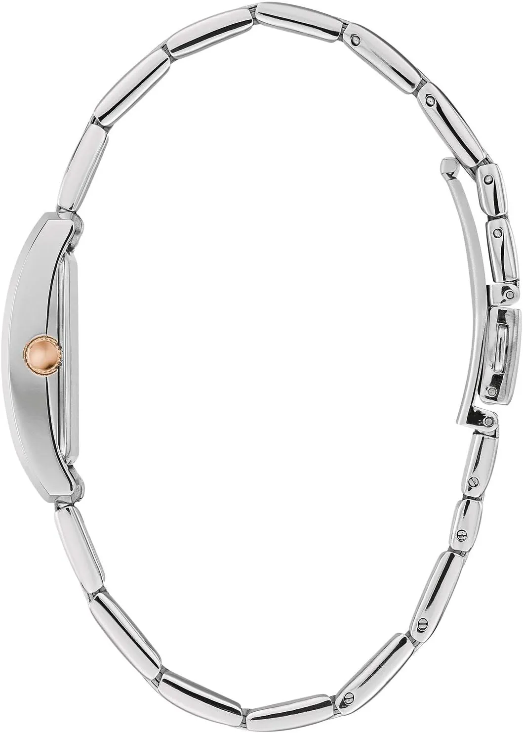 by Bulova Ladies' Dress 3-Hand Quartz Watch, Rectangle Case, Roman Numeral, Curved derivative Mineral Caravelle 