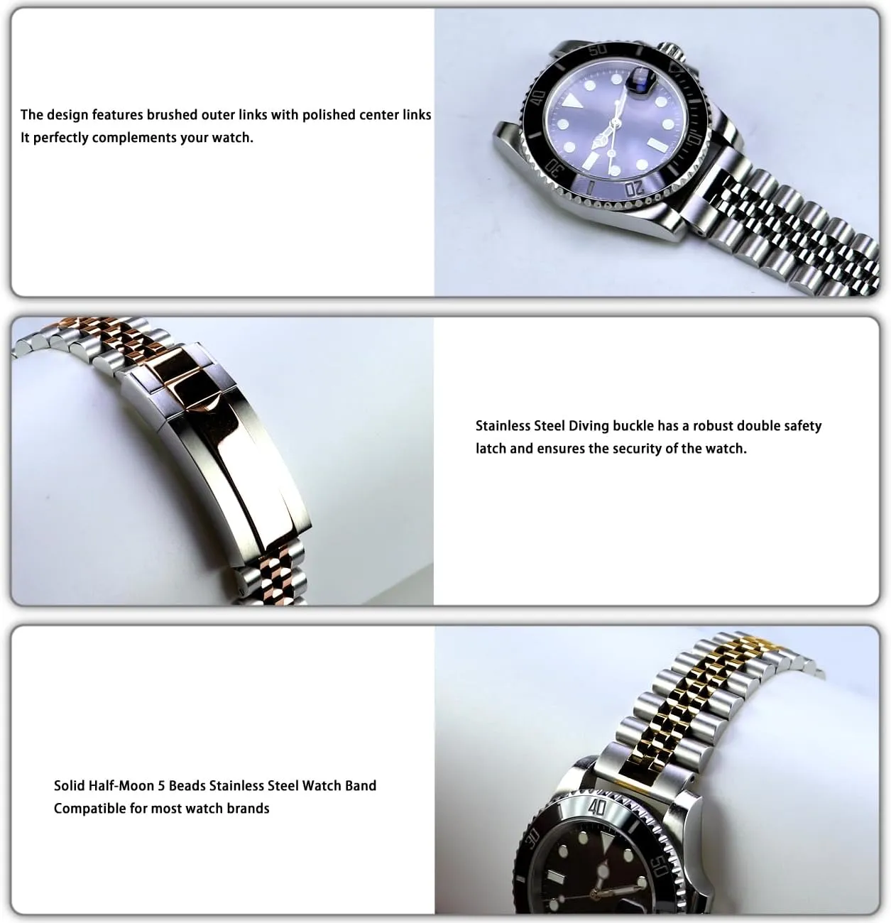 cactus tribal digitize count revitalize impel with Diving Buckle 20mm 22mm Quick Release Jubilee Watch Band for Men Women Screw-In Stainless Steel Watch Bracelet Metal Watch Bands With Curved Lug Ends Parts Jubilee Bracelet Strap 