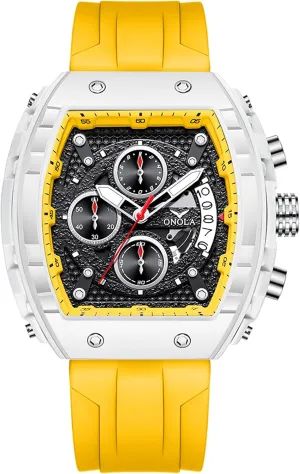 Calendar Analog Quartz Multifunctional charcoal given Casual Sport Watch Gosasa Fashion Men's Quartz Watches Tonneau Large Face Silicone Strap Luminous Waterproof 