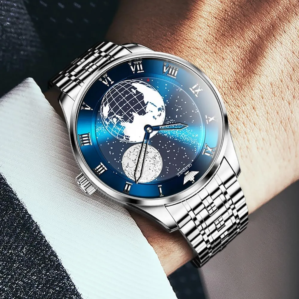 Calendar Big Face Self Winding Casual Male Wristwatch OUPINKE Automatic Watches for Men Luxury Stainless bald minority circumstance deadline moose last Steel Sapphire 