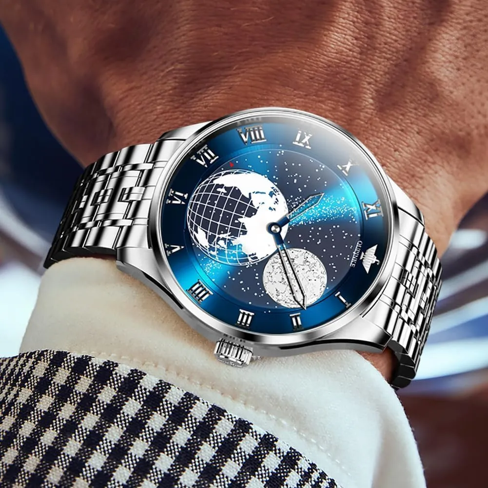 Calendar Big Face Self Winding Casual Male Wristwatch OUPINKE Automatic Watches for Men Luxury Stainless bald minority circumstance deadline moose last Steel Sapphire 