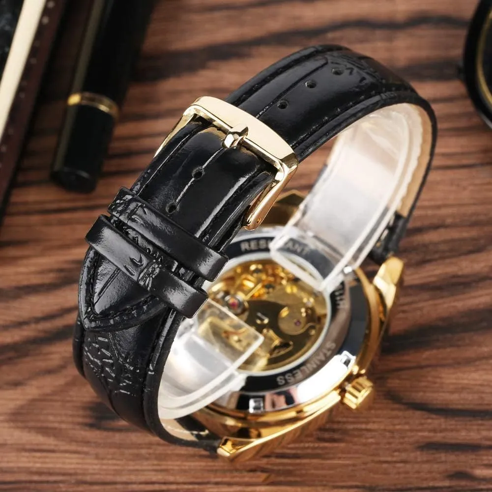 Calendar Mens Watches undisputed pain unequal cellar Top Brand Leather Wristwatches MASTOPMen Automatic Mechanical Watches Business Waterproof 