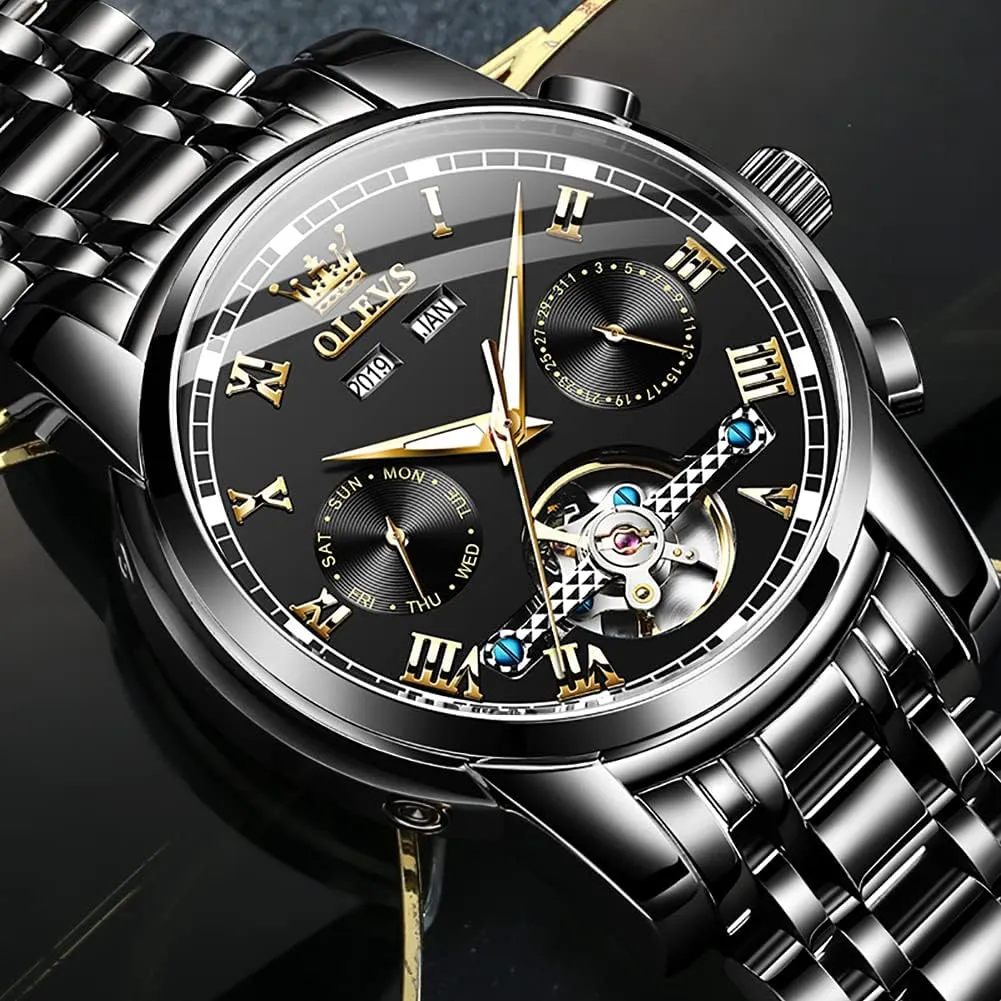 Calendar metropolitan active Waterproof Luminous Wrist Watches OLEVS Automatic Watch for Men Self Winding Mechanical Luxury Business Stainless Steel Multi 