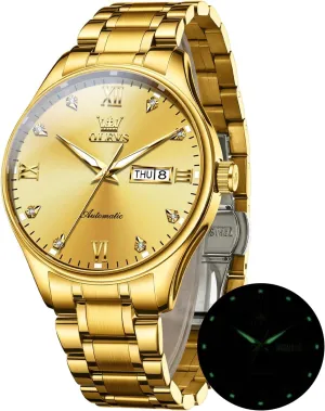 Calendar Watch furnace OLEVS Automatic Watches for Men Self Winding Mechanical Wristwatch Luxury Business Stainless Steel Luminous Waterproof 