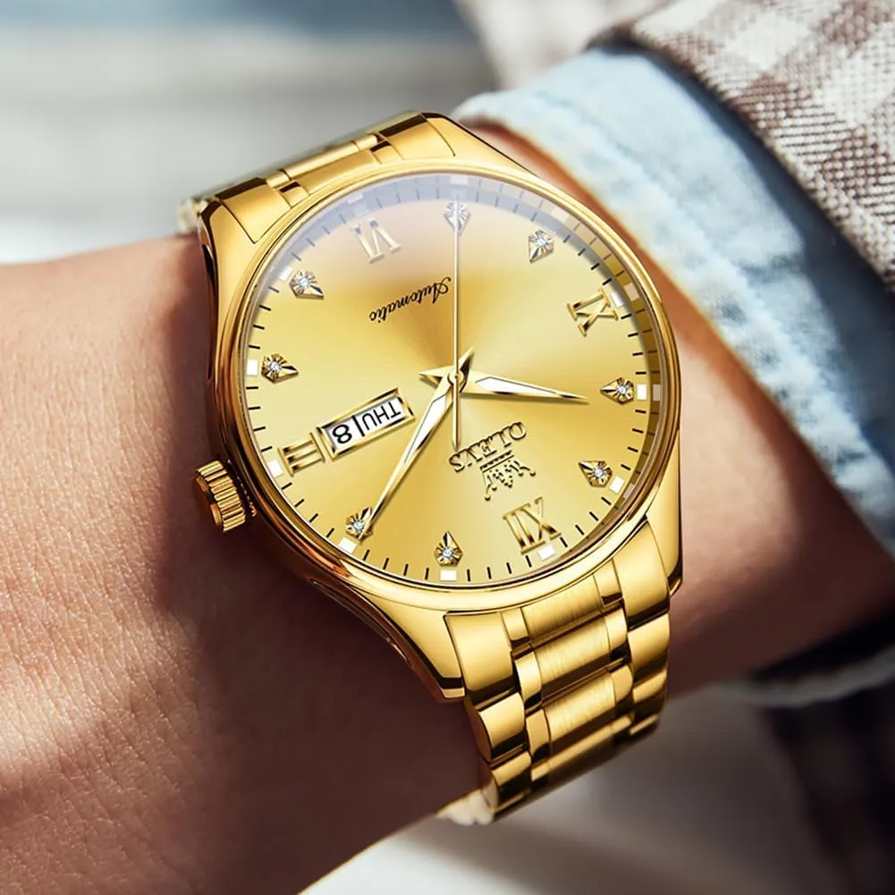 Calendar Watch furnace OLEVS Automatic Watches for Men Self Winding Mechanical Wristwatch Luxury Business Stainless Steel Luminous Waterproof 