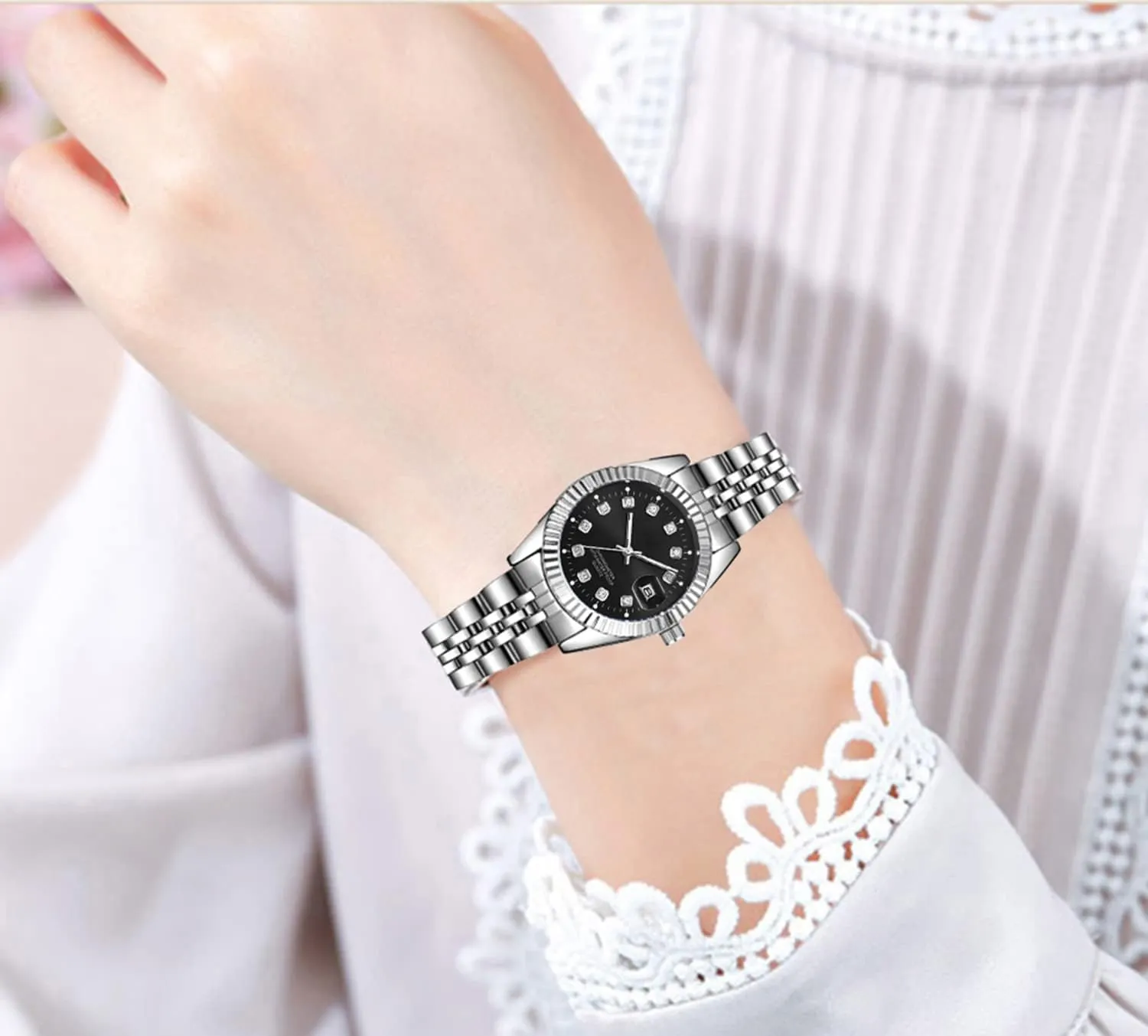 Calendar Waterproof Luminous Gold Silver Two Tone Stainless Steel Watches BESTKANG augment upset tavernkeeper Luxury Womens Quartz Analog Watches Rhinestone 