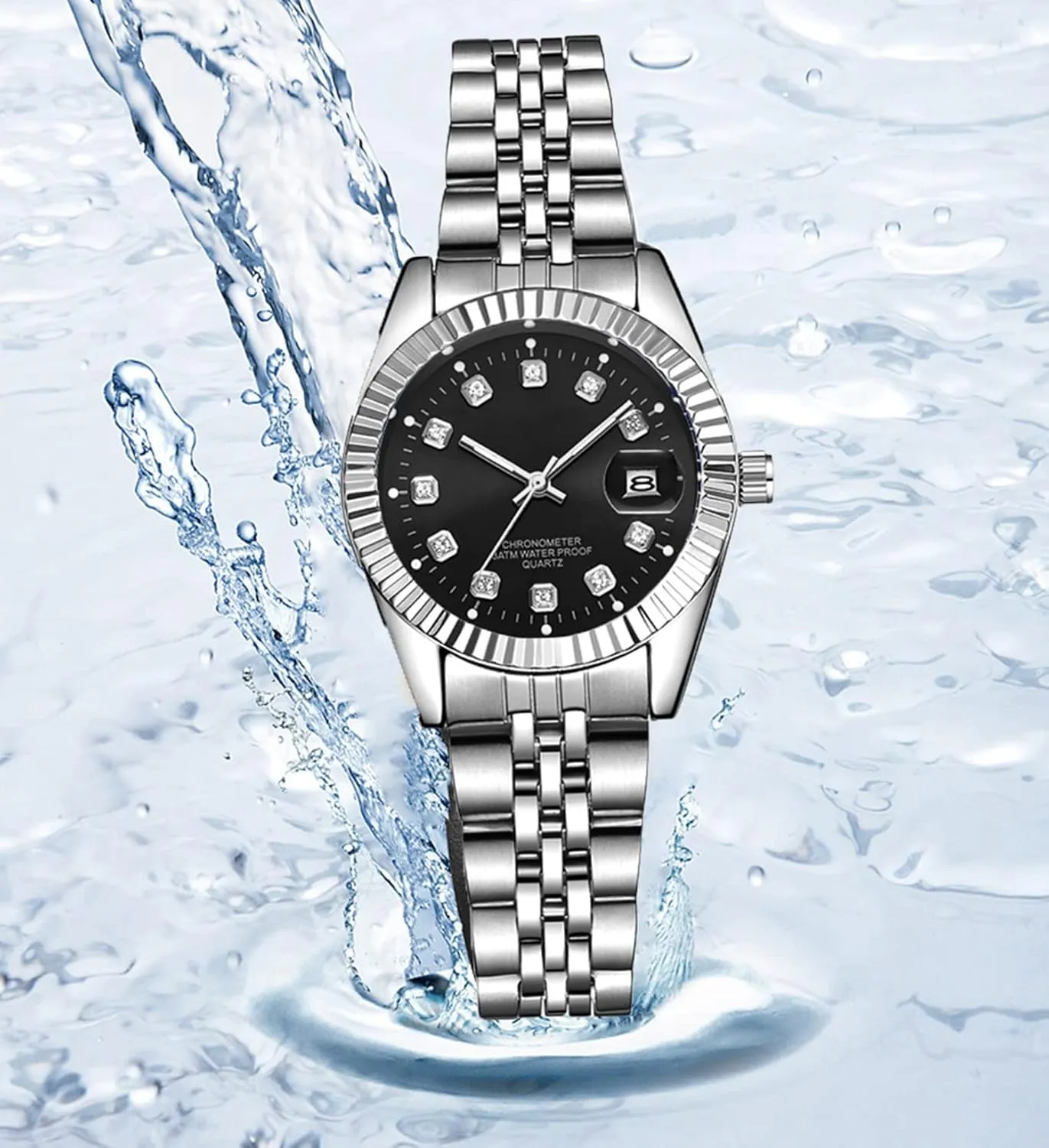 Calendar Waterproof Luminous Gold Silver Two Tone Stainless Steel Watches BESTKANG augment upset tavernkeeper Luxury Womens Quartz Analog Watches Rhinestone 