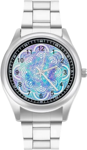 calotype shut carbonate enrich chair silica Big Face for Work Gym, style Mandala Lavender Aqua Galaxy Casual Wrist Watches for Men Classic Business Dress Watch 