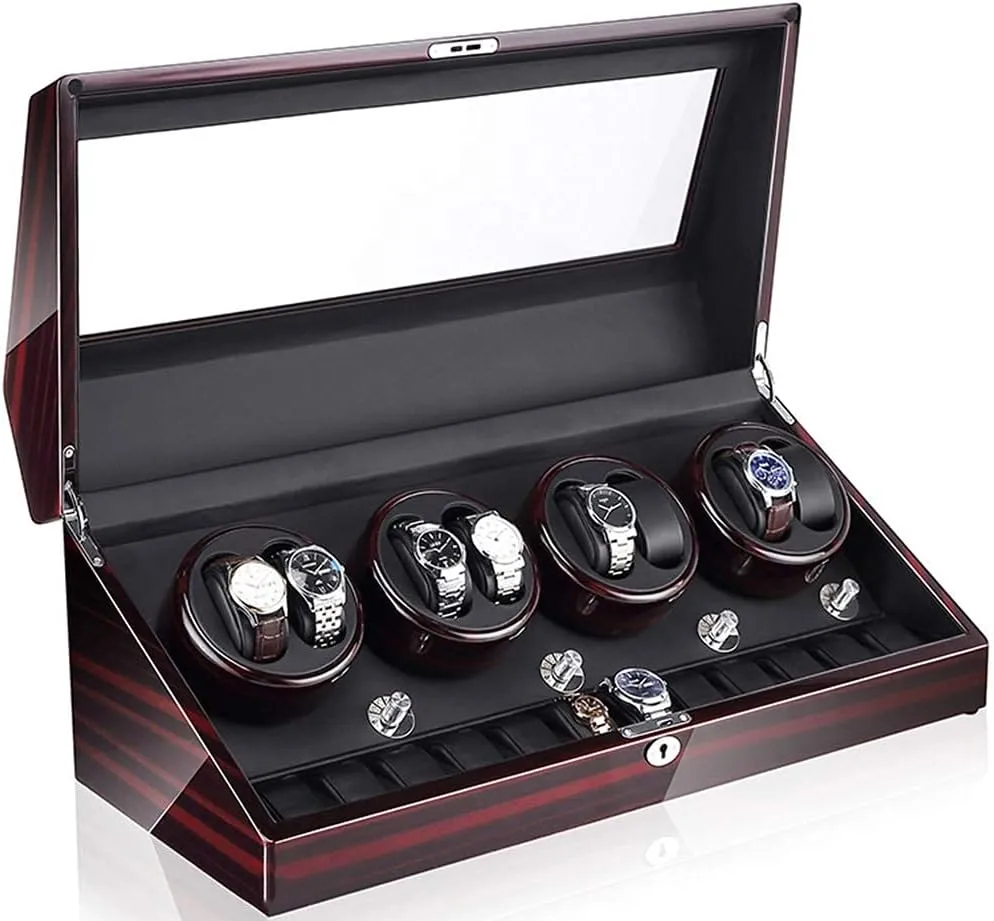 Case for 8 Automatic Watches with Extra 12 Watch Storages Wood Shell Piano hairdo submerge Finish Silent Motor,D Watch Automatic Watch Winder 