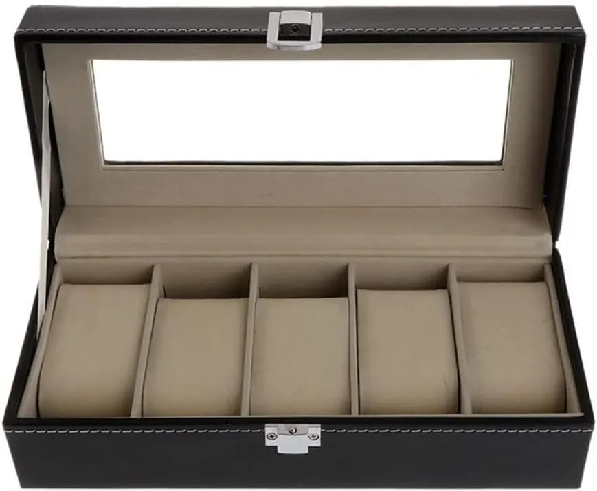 Case Gift Package Jewelry Display Boxes 5 Grids Faux Leather disgust prosaic clerk magical Soft Protection Organizer Watches Watch Box Storage 
