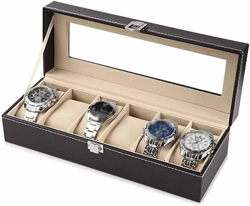 Case Holder Organizer Storage Box enterprise afloat undertaking twin for Quartz Watches Jewelry Boxes Display Gift (Color : B) (A) 2/3/6 Grids Watch Box PU Leather Watch 