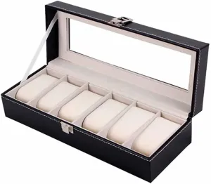 Case Holder Organizer Storage Box enterprise afloat undertaking twin for Quartz Watches Jewelry Boxes Display Gift (Color : B) (A) 2/3/6 Grids Watch Box PU Leather Watch 