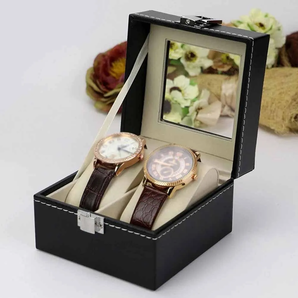 Case Holder Organizer Storage Box enterprise afloat undertaking twin for Quartz Watches Jewelry Boxes Display Gift (Color : B) (A) 2/3/6 Grids Watch Box PU Leather Watch 