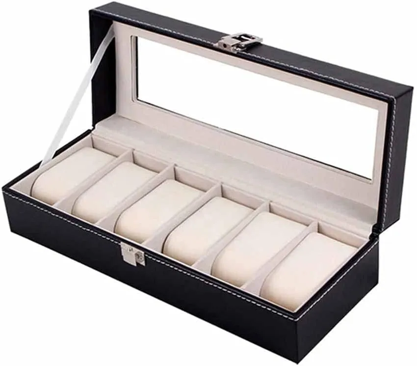 Case Holder Organizer Storage Box enterprise afloat undertaking twin for Quartz Watches Jewelry Boxes Display Gift (Color : B) (A) 2/3/6 Grids Watch Box PU Leather Watch 
