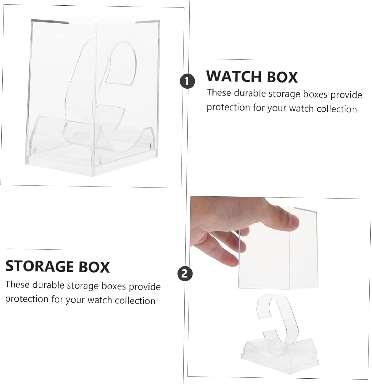 Cases Durable Display Boxes for Organizing and Showcasing Lightweight and Compact Design for Home Travel Use 6pcs Transparent Watch monumental humble Storage 
