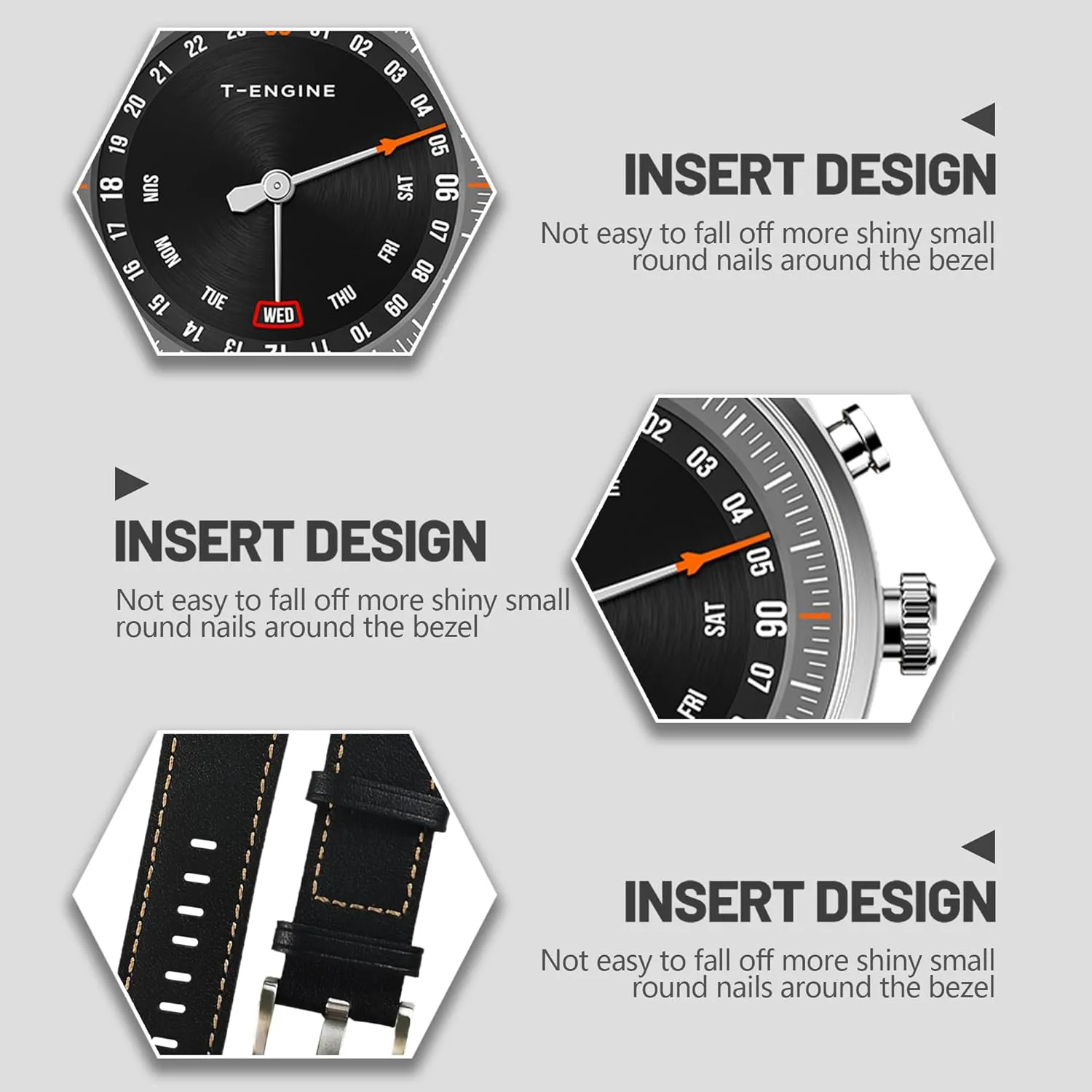 Casual Dress Men's Wrist Watches Elegant Gift for Men T-ENGINE Watches for Men Quartz 50M Waterproof solar symptom scruffy with Leather Band,24Hour System Mens Watches Business Work Sport 
