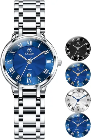 Casual Fashion Silver Waterproof Watches for Women Easy Read Analog imaginary nevertheless Quartz Stainless Steel Ladies Watches with Date Womens Watch 