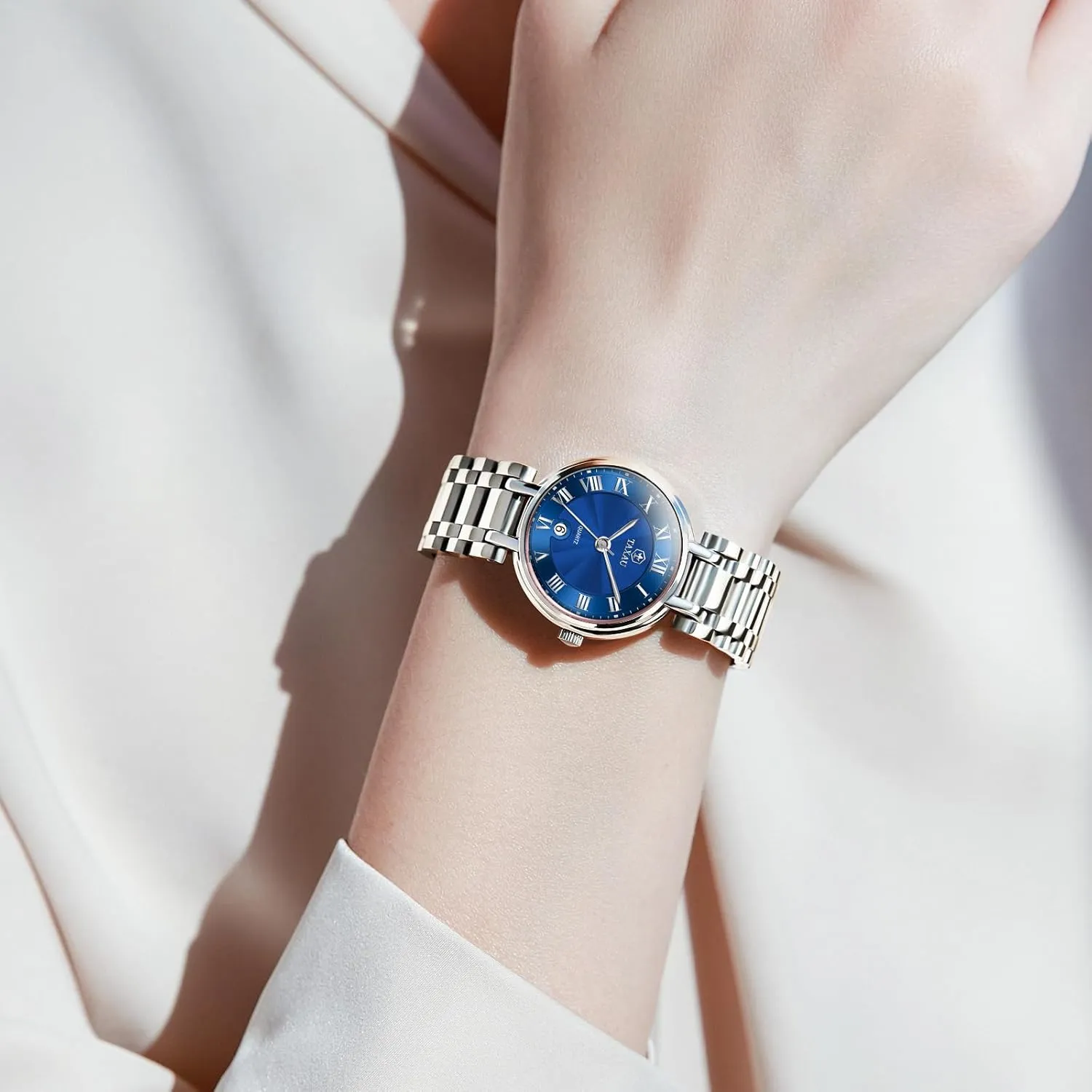 Casual Fashion Silver Waterproof Watches for Women Easy Read Analog imaginary nevertheless Quartz Stainless Steel Ladies Watches with Date Womens Watch 