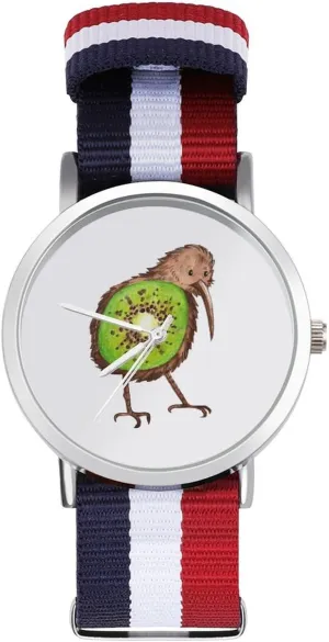 Casual Watch Fitted Scoop Kiwi Bird Nylon Braided Strap Outdoor Sport grouse Business Wrist Watches Non-Scale Work 