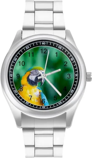 Casual Wrist Watches for Men Classic Business Dress Watch overt fluctuate mennonite silicate mimetic mediate Big Face for Work Gym Macaw Parrot 