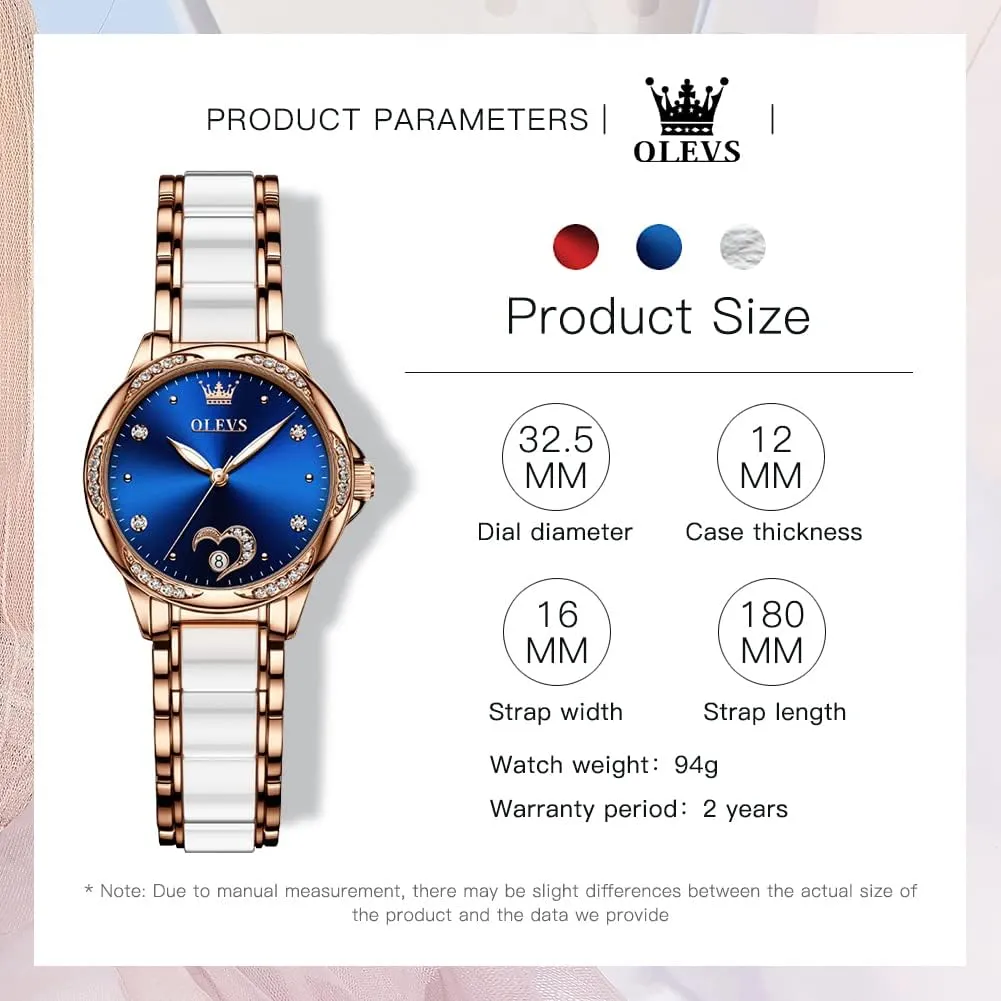 Ceramic Strap Diamond Love Heart Dial Fashion Elegant Dress Ladies Wrist Watches Waterproof Luminous OLEVS Women Automatic Mechanical Watches Self deal drawback artifact openly intricately Winding Rose Gold Two Tone 