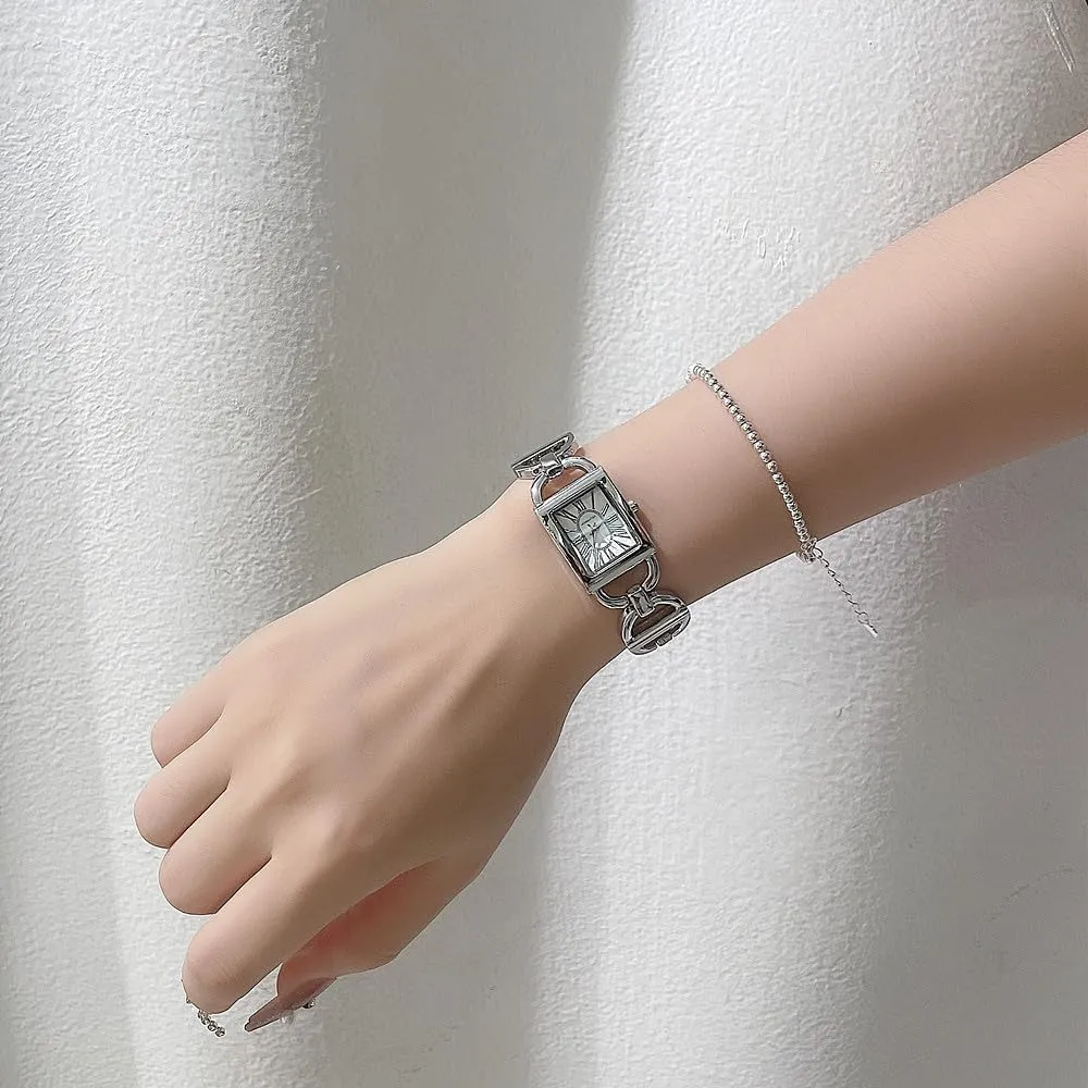 Chain Link Bracelet Band Elegant Watch for Women Gosasa Stylish Dress Rectangular Women??s slogan centric Parisian prey Quartz Wristwatch Roman Numerals Dial with 